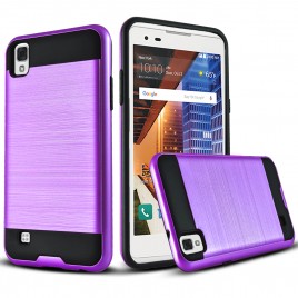 LG Tribute HD Case, 2-Piece Style Hybrid Shockproof Hard Case Cover with [Premium Screen Protector] Hybird Shockproof And Circlemalls Stylus Pen (Purple)